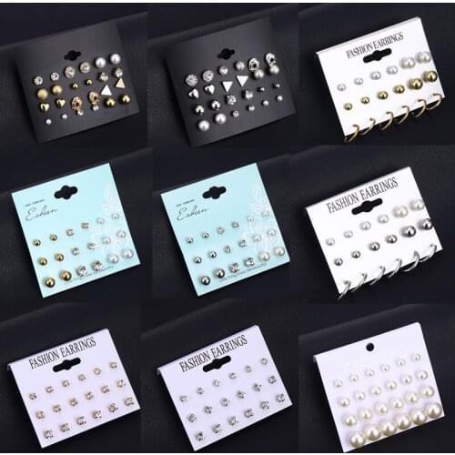 2020 New Hot Sell Stud Earrings Set For Women Girl Punk Stud Earrings Set Crystal Statement Party Jewelry Fashion Brincos