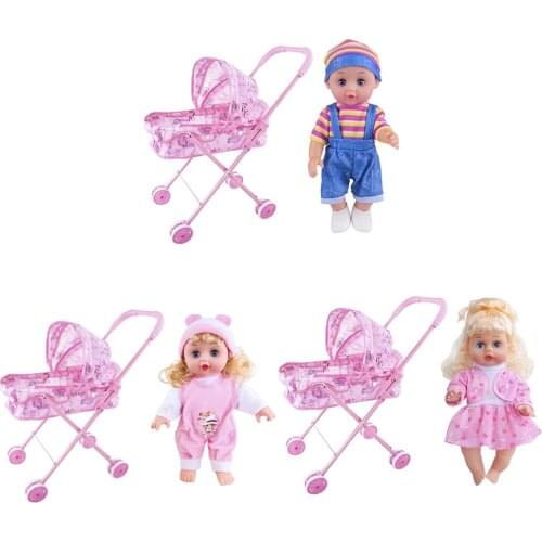 Doll Stroller Toy Simulation Girls Gift For Pretend Game with Music Age 3