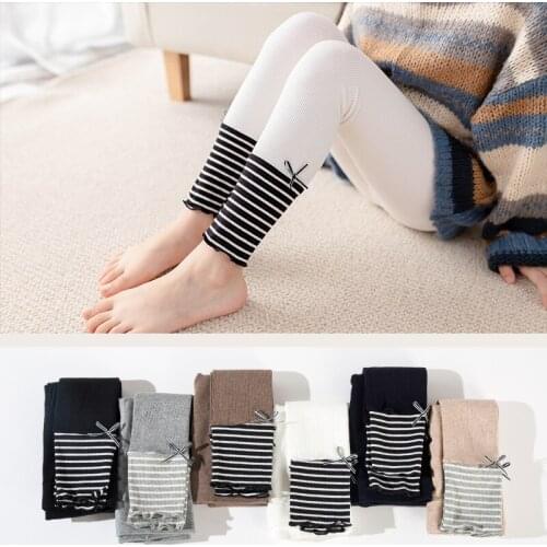 3 To 12 Yrs Spring Autumn Winter Leggings for Girls Striped Childrens Pants for Girls Cotton Knitted Colored Trousers