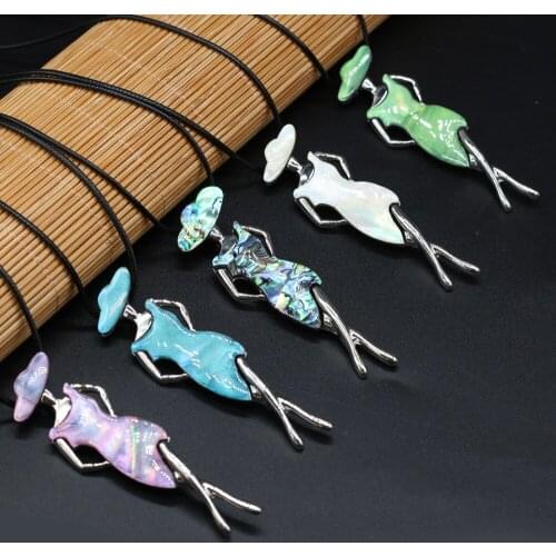 Hot Selling Natural Freshwater Shell Beauty Girl Pendant Necklace Multicolor ExquisiteDIY necklace Jewelry Mother-of-pearl shell