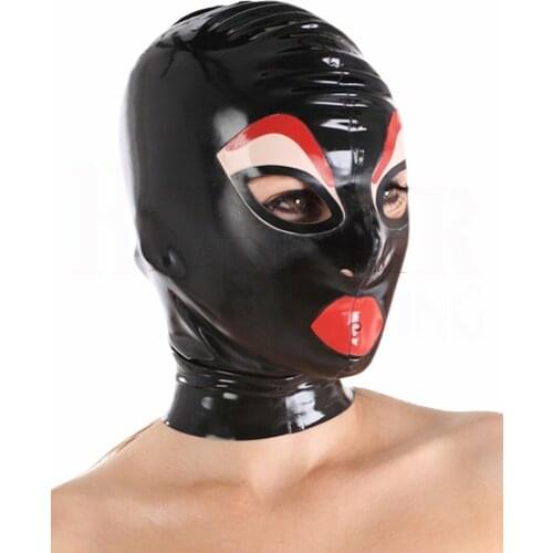 Latex Rubber Mask Hood Gummi 0.4mm with Tails for Catsuit Unisex Party Wear bdsm mask bdsm sex fetish men bdsm hood fetish