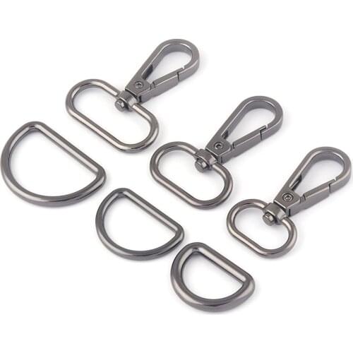 20-32mm Gunmetal Metal Swivel Claw Clasp,Slide Dog Collar Hardware Purse Adjuster D Ring Backpack Webbing Handbag Supplies DIY