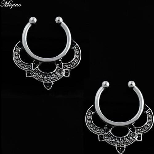 Miqiao 2pcs New Nose Jewelry Explosive C-shaped Crown Smearing Clip-on Nose Ring No Perforation on The Nose Septum