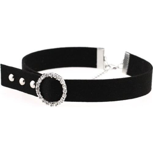 Fashion Sexy Punk Round Gothic Leather Choker necklace Heart Studded Spike Rivet Buckle Collar Funky Crystal Necklaces Jewelry