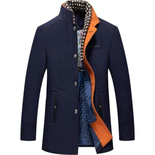 Winter new style mens business woolen coat fashionable woolen coat mens plus cotton thick mens Wool coat Overcoat