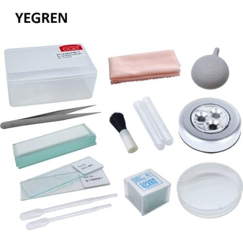 Biological Microscope Accessories Set Making Biological Specimen Tools Slides Dropper Tweezers Test Tube for Laboratory Teaching