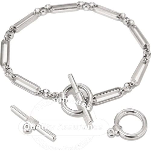 5 Sets Stainless Steel Solid Heart Circle Toggle Clasps Connectors for Bracelet Necklace Chunky OT Clasp DIY Jewelry Components