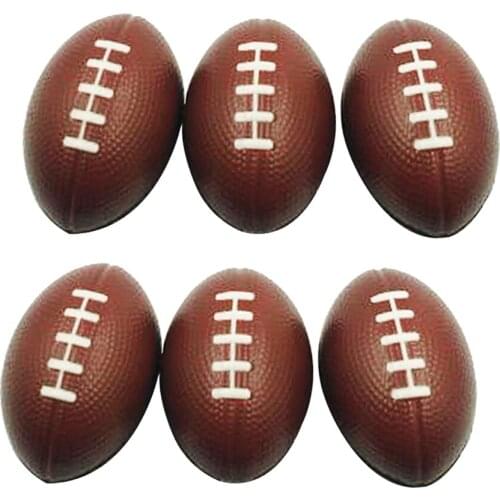 Pack of 6pcs PU Cotton Bouncy Rugby Squeeze Venting Ball Stress Reliever Toy Pet Training Tool Kids Gift Brown