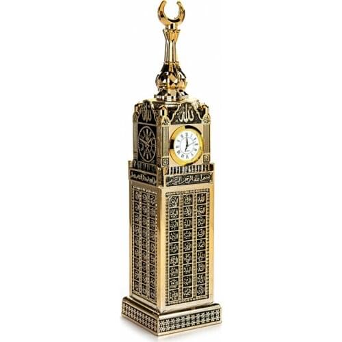 Zemzem Tower Esma ül Hüsna Home Decor Clock Mecca Rhinestone Islamic Art Sculpture Table Decoration