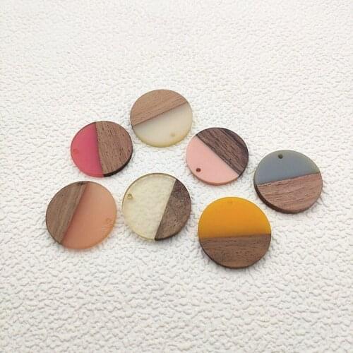 New arrival! Mix color 28mm 20pcs Resin Wood round-shape Charm for earrings,Earring parts,jewelry findings