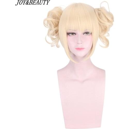 JOY&BEAUTY My Boku no Hero Academia Akademia Himiko Toga Synthetic Hair Short Light Blonde Wig Heat Resistant Cosplay Wig
