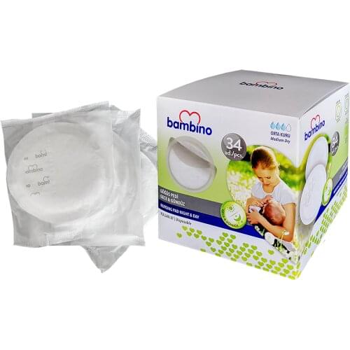 Breast Pad 34 Pieces BPA Free 100% Cotton High Absorb Breastfeeding Liquid Leak Proof Single Use Special Packaging