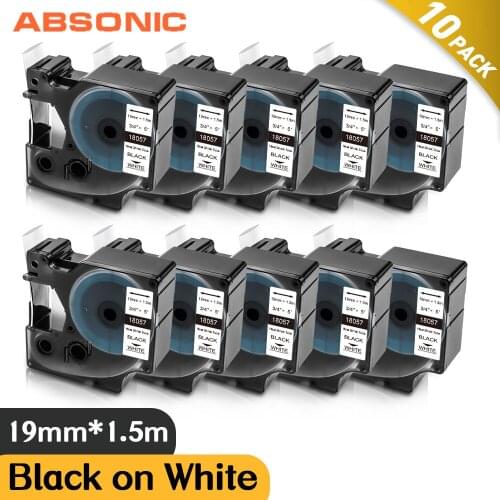 Absonic 10PK 19mm Compatible for DYMO 18057 Rhino Industrial Heat Shrink Tubes 3/4 inch for DYMO Rhino 4200 5200 6000 LabelMaker