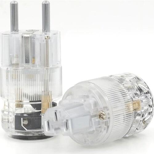 Transparent High End Rhodium Plated Schuko AC power plug+IEC power connector