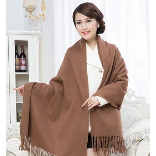 Coffee Womens Autumn Winter Fashion 4 Ply 100% Wool Shawl Scarf Wrap Warm Free Shipping SSY0077