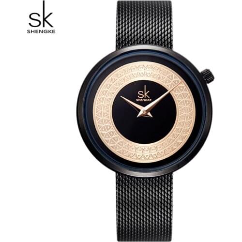 Shengke Brand Luxury Women Watches Stainless Steel Mesh Band Female Quartz Watch Women Reloj Mujer Ladies Clock Relogio Feminino