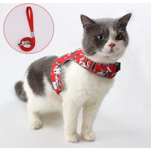 Anti-Lost Reflective Cat Leash Pet Collar Adjustable Cat Harness 1.5M Nylon Pet Kitten Colorful Cat accessories Pet Harness Belt