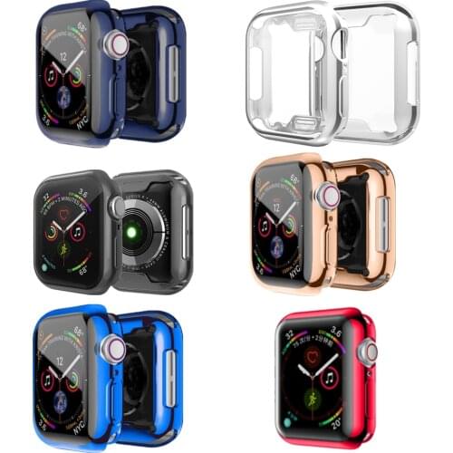 Watch Full Cover Case for Apple Watch Series 6/5/4/3/2/1/SE Silicone Slim Clear Case Screen Protector for iWatch 38 40 42 44MM