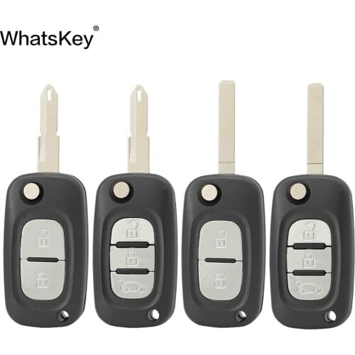 WhatsKey 2/3 Buttons Flip Folding Car Key Shell Cover Case For Renault Clio Megane Kangoo Modus VA2 Uncut Blade