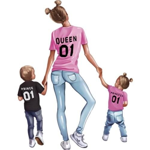 Boy Girl Fabric Patches Family Style Patches Stripe Diy T-Shirt Eco-Friendly Clothing Stickers Washable Heat Transfer