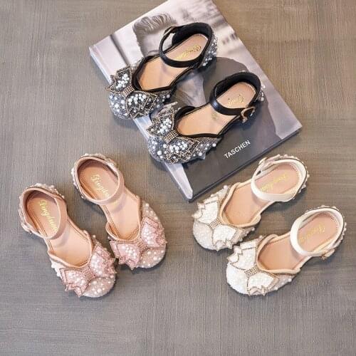 Girls' Rhinestone Shoes Crystal Flats Korean Princess Shoes Bowknot Dress for Sweet Girls for Party Sequined Fashion Toes-capped