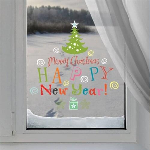 Merry Christmas Happy New Year Decorative Wall Stickers For Store Home Decor Diy Festival Season Window Decal Pvc Posters