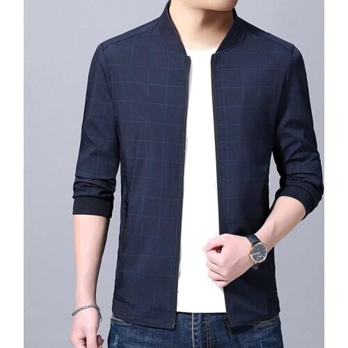 High Quality Male Fashion Spring Jacket Plus size 4XL Casual Plaid Windbreaker Slim Fit Zipper Jackets