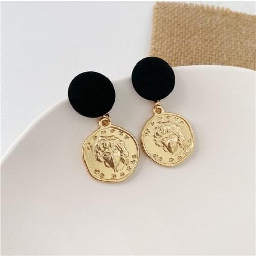 YAOLOGE David Coin Stud Earrings For Women Alloy Goth Punk Vintage Earrings Wholesale Earrings 2021 Trend Gekke Oorbellen