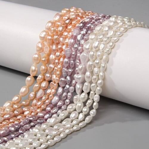 Irregular Baroque Raw Natural Freshwater Pearl Beads Rice Shape 100% Natural Pearls Beads for Jewelry Making DIY Women Bracelets