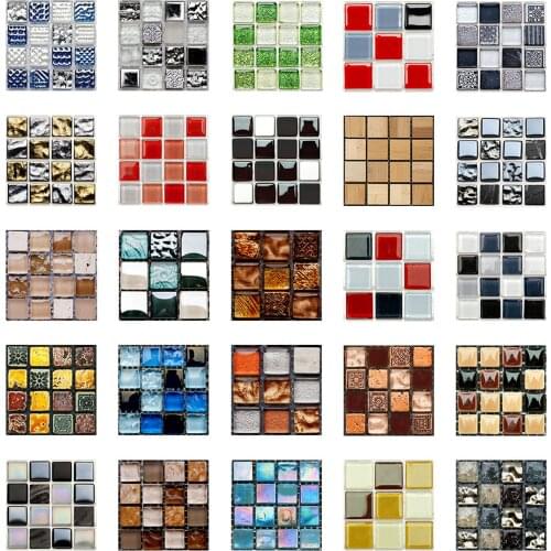 1Set 10pc Self Adhesive Tile Sticker Kitchen Bathroom Wall Sticker Decoration Sequin Mosaic Tile Wall Stickers Art Decal