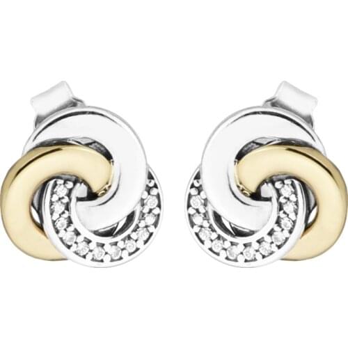 Interlinked Circles Stud Earring With Clear CZ 100% Sterling-Silver-Jewelry Free Shipping