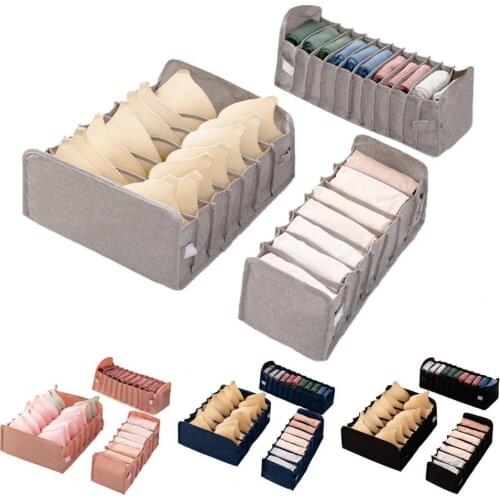 3Pcs/Set Storage Box Foldable Fabric Closet Dresser Bra Wardrobe Storage Drawer Organizers
