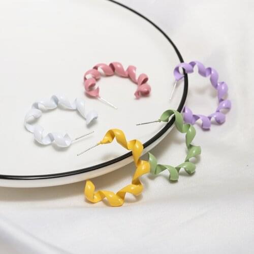 4pcs Girl wind telephone line multicolor alloy drip oil stud earrings for women diy handmade jewelry accessories materials