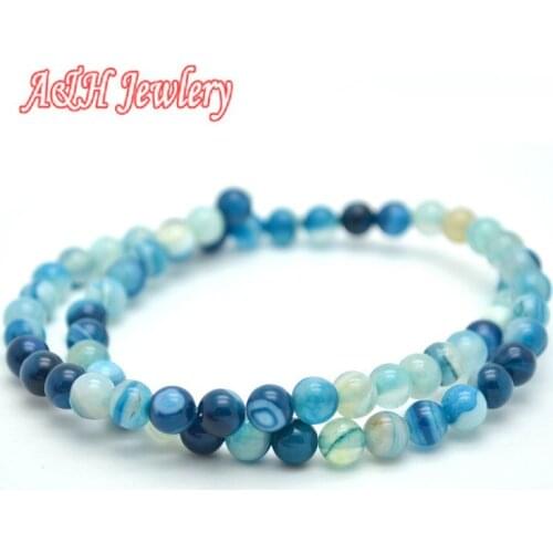 6~12mm Natural Blue Veins Stone Round Beads For Jewelry Making Materials 5 Strands/lot
