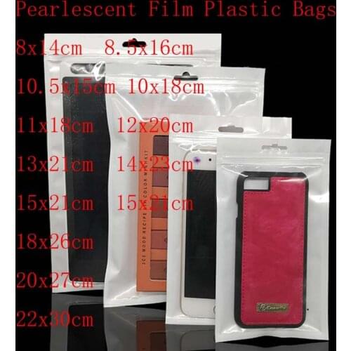 50pcs/Lot White Clear Self Seal Zipper Plastic Poly Bags Film Bags Pe Transparent Zip Lock Pouch Jewelry Retail Packing Bags