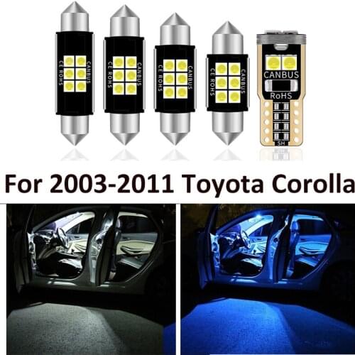 9pcs Car White Interior LED Light Bulb Package For 2003-2006 2007 2008 2009 2010 2011 Toyota Corolla Map Dome License Lamp Light