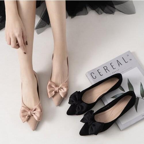 Double layer silk bow flat shoes woman 34-42 big size ballet flats elegant ladies bow foldbale shoes spring mules female loafers