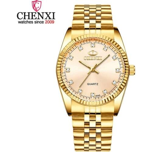 CHENXI Men Gold Watch Male Stainless Steel Quartz Golden mens Wristwatches for Man Top Brand Luxury Quartz Watches Gift Clock