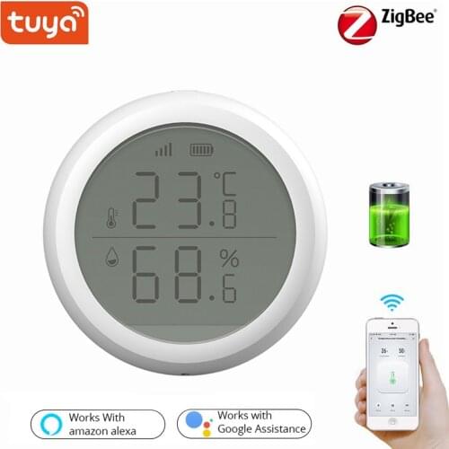 Tuya Smart Home Zigbee Temperature and Humidity Sensor LED Screen Work with Alexa Google Automation Security Alarm Detector Hub