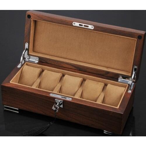 5 Slot Retro Wood Watch Bag Jewelry Box for Display Personal Use Holder