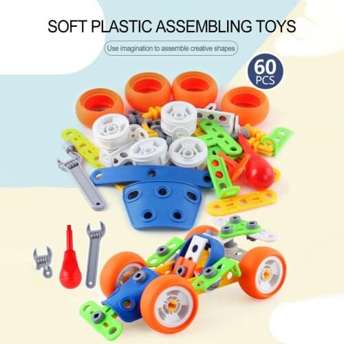 Childrens Stacking Puzzle Toy Engineering Car Large Particle Building Block Disassembly Assembly Diy Manual Assembly Toy Car