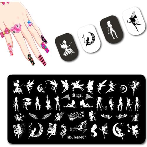 Angels and Fairies Nail Molds Angel Elves Spring Nail Art Stamp Magic Angel Girl Transfer Template Magic Stick Stamper #037