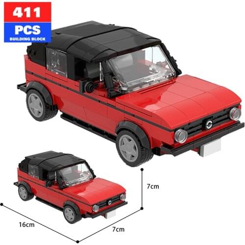 MOC City Famous Brand Retro Vintage Car Cabrio Golfal Building Blocks Red Car Model Creator Expert Speed Childrens Toy Boy Gift