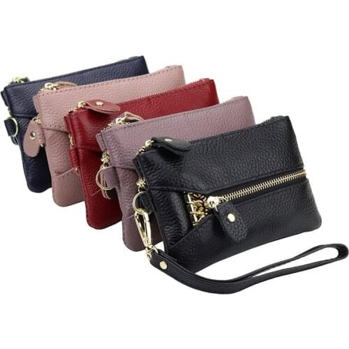 Genuine Leather Key Wallets Zipper Key Purse Unisex Car Key Holders Buckle Male Keychain women Organizer Housekeeper Holder