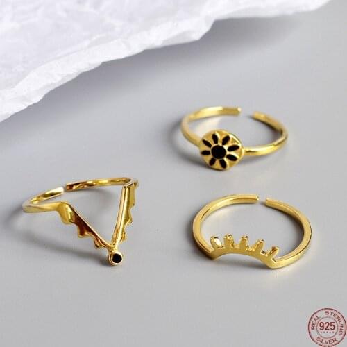 LKO 925 Sterling Silver The Eye Of The Devil Ring for Women Inscombination Suit Geometry Opening Adjustable Ring Ornaments