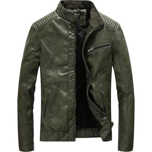 Green Faux Leather Jacket Men Padded Thin Velvet Motorcycle Coat Spring New Casual Outwear Plus Size 3XL-5XL Loose Overcoat