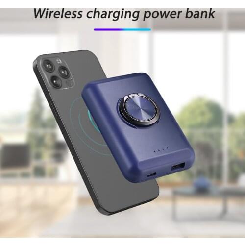 Magnetic Power Bank 5000mAh Wireless Charging Universal 15W Charger Adapter Portable Phone Holder Stand for iPhone 12 Pro Max