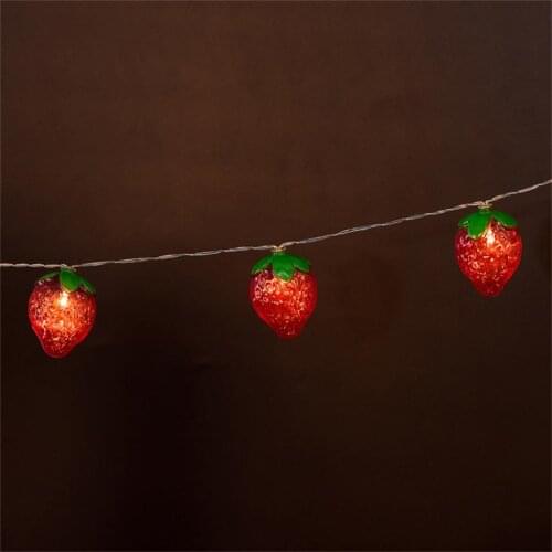 Cute Red Strawberry Fruit Light String Childrens room Decoration Lamp 10LED Lamps Lighting Shine Energy Saving INS Night Lights
