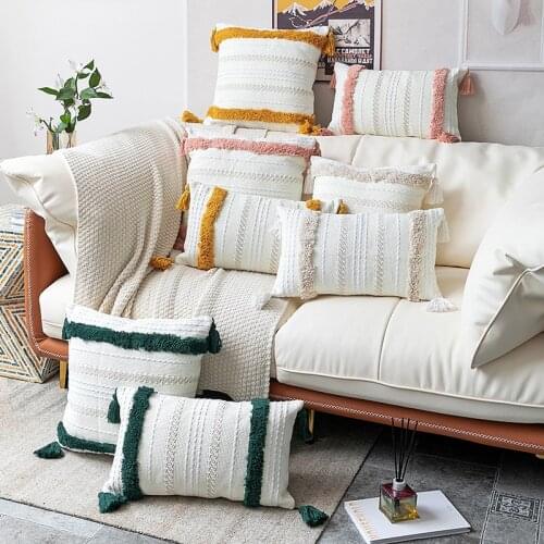 Nordic Moroccan Style Pillow Case Tufted Home Washable Decoration Pillows Cover Tassel Sofa Throw Cushion Covers Decor