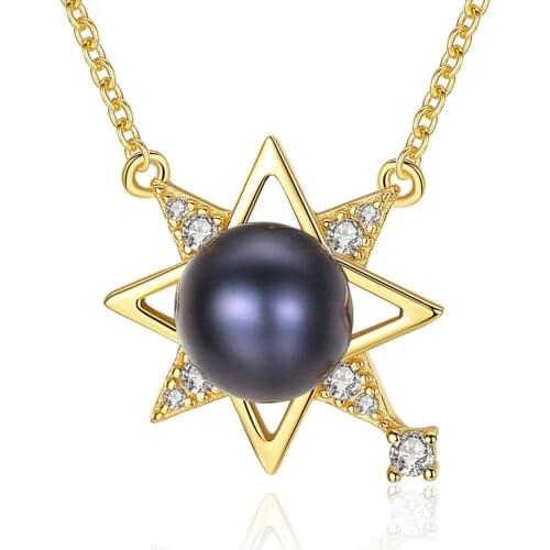 MetJakt S925 Sterling Silver Freshwater Pearl Micro-inlaid Zircon Fashionable Atmosphere Personality Ladies Pendant Necklace